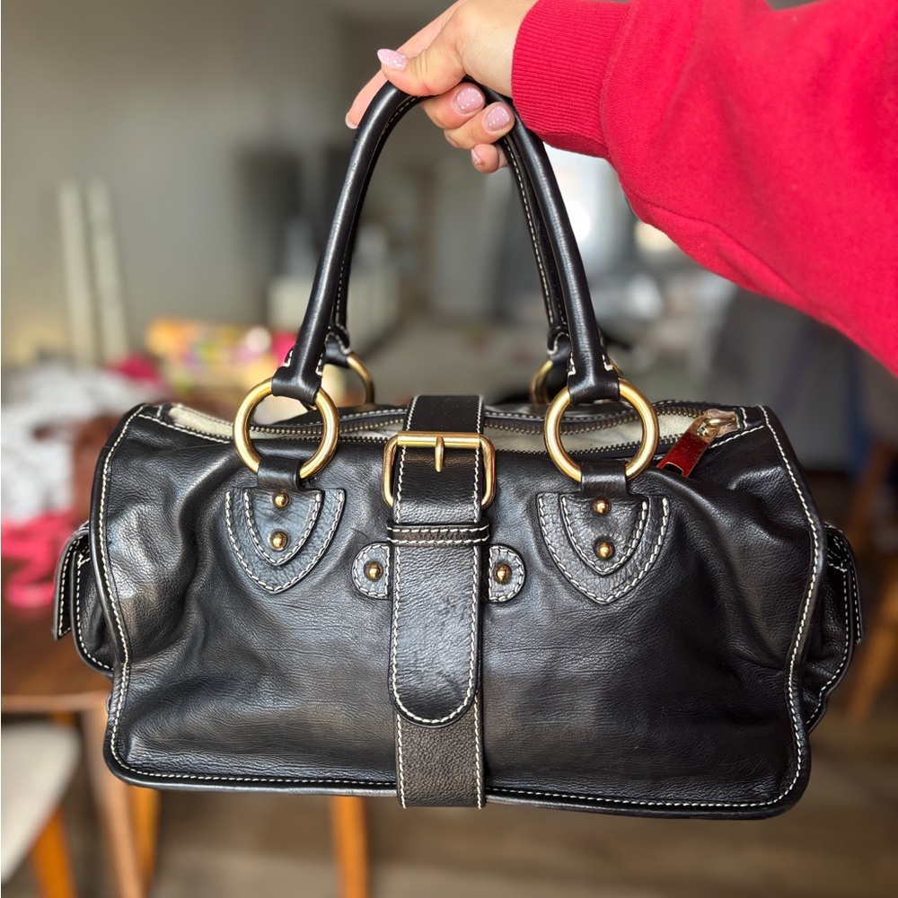 🚨VINTAGE MARC JACOBS TINA SATCHEL IN BLACK LEATHER AND GOLD HARDWARE🚨